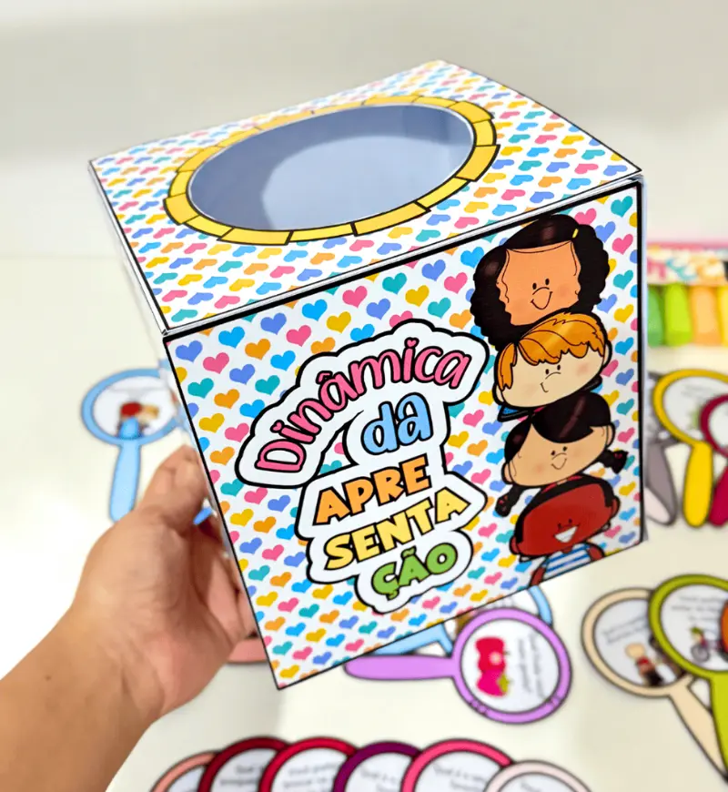 Dinâmica de apresentação com 28 fichas ilustradas em PDF — amostra 2: O que vem no material