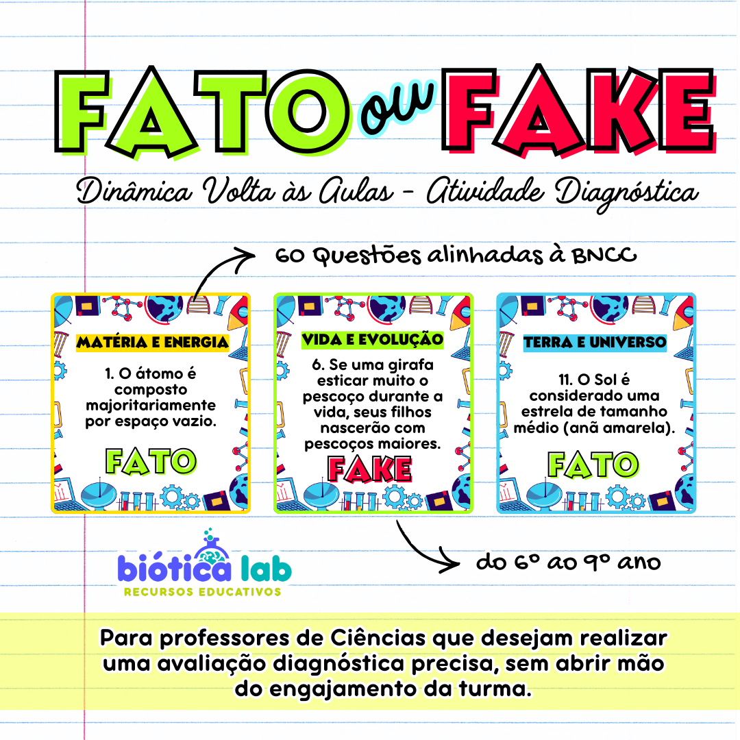 Dinâmica Fato ou Fake - Atividade Diagnóstica – PDF para Imprimir — Ciências para Todas as séries: Dinâmica Fato ou Fake…