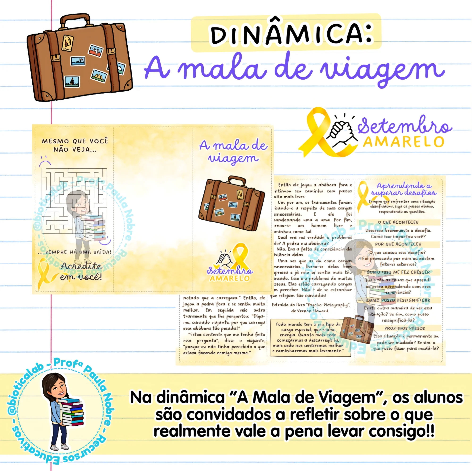 Dinâmica Setembro Amarelo - A mala de viagem — capa do material