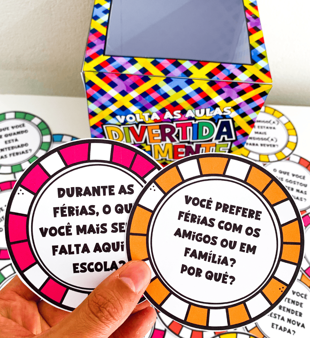 Dinâmica Volta às Aulas Divertidamente: Caixa e 30 Fichas — amostra 1: Dinâmica Volta às Aulas Divertidamente para acolher…