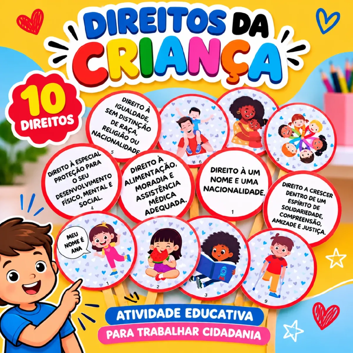 Direitos da Criança – Atividade Educativa — Atividades para Todas as séries: Material com 4 páginas sobre os direitos da…