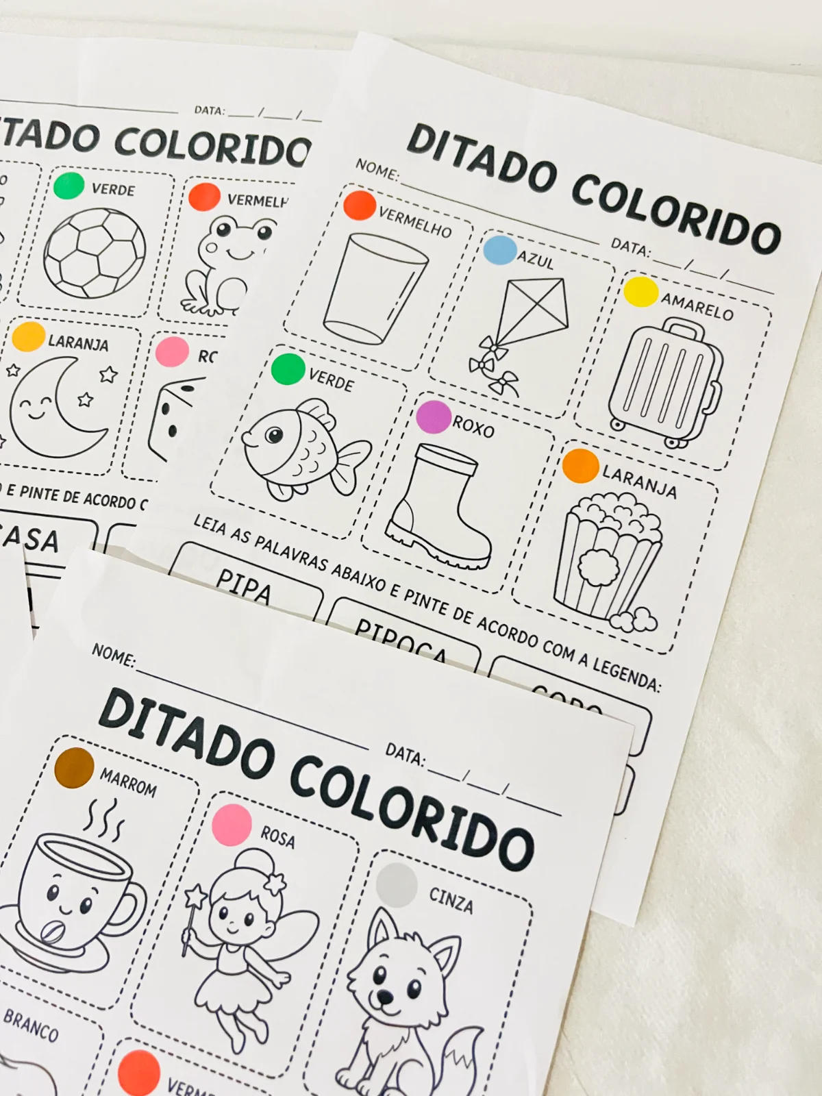 Ditado Colorido : Atividade alfabetização — amostra 4: Aprender a escrever pode ser divertido, criativo e cheio de cores