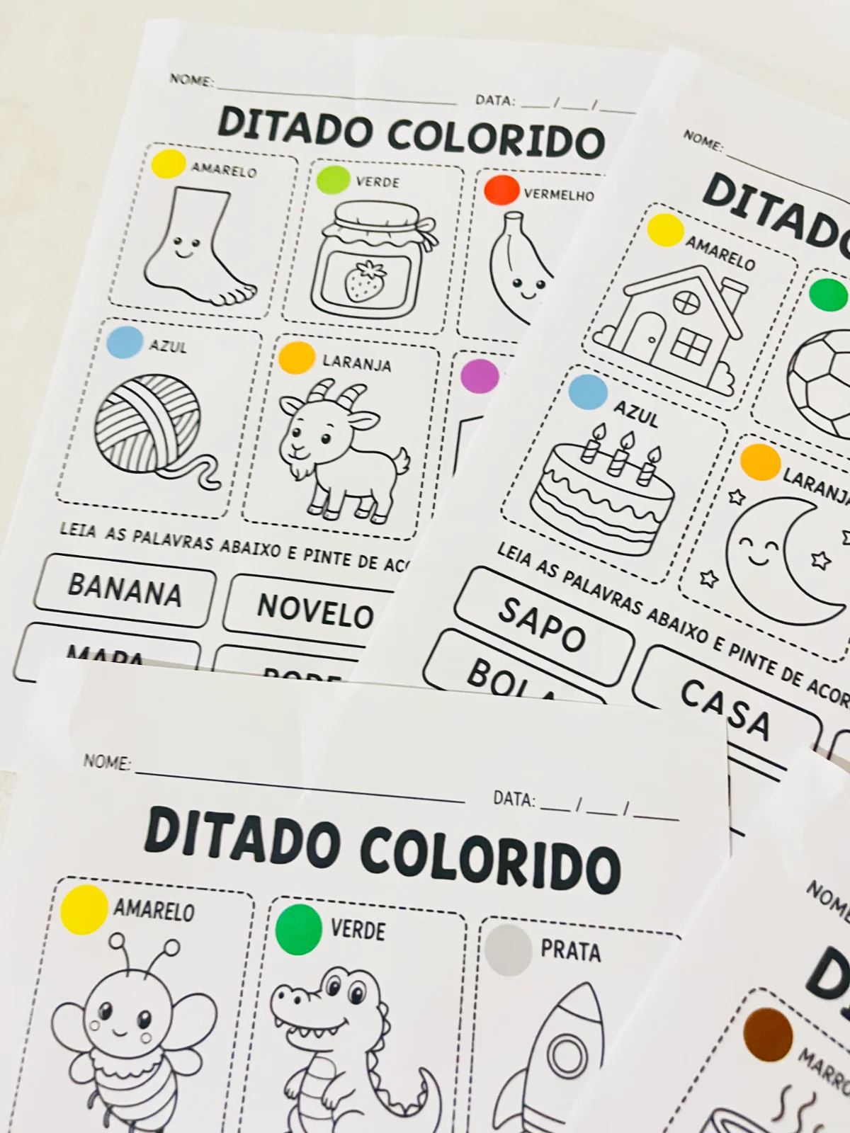 Ditado Colorido : Atividade alfabetização — amostra 5: Aprender a escrever pode ser divertido, criativo e cheio de cores