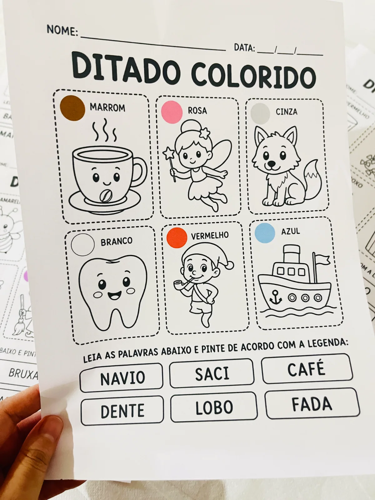 Ditado Colorido : Atividade alfabetização — amostra 7: Aprender a escrever pode ser divertido, criativo e cheio de cores
