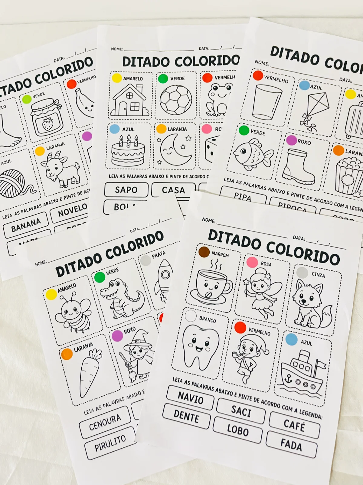 Ditado Colorido : Atividade alfabetização — capa do material