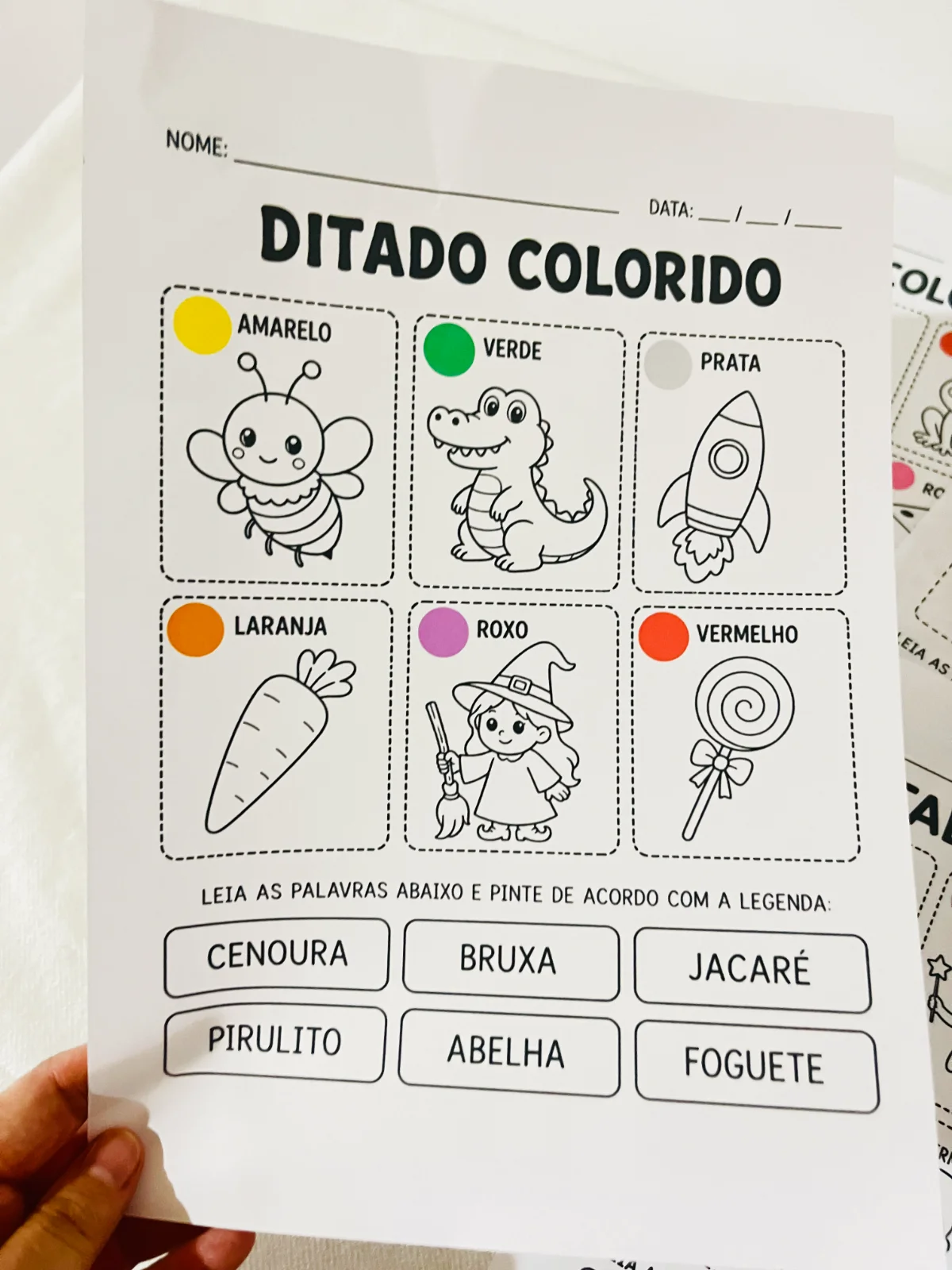 DITADO COLORIDO – Atividades para Imprimir — Alfabetização para Todas as séries: Um recurso pensado para deixar o ditado…