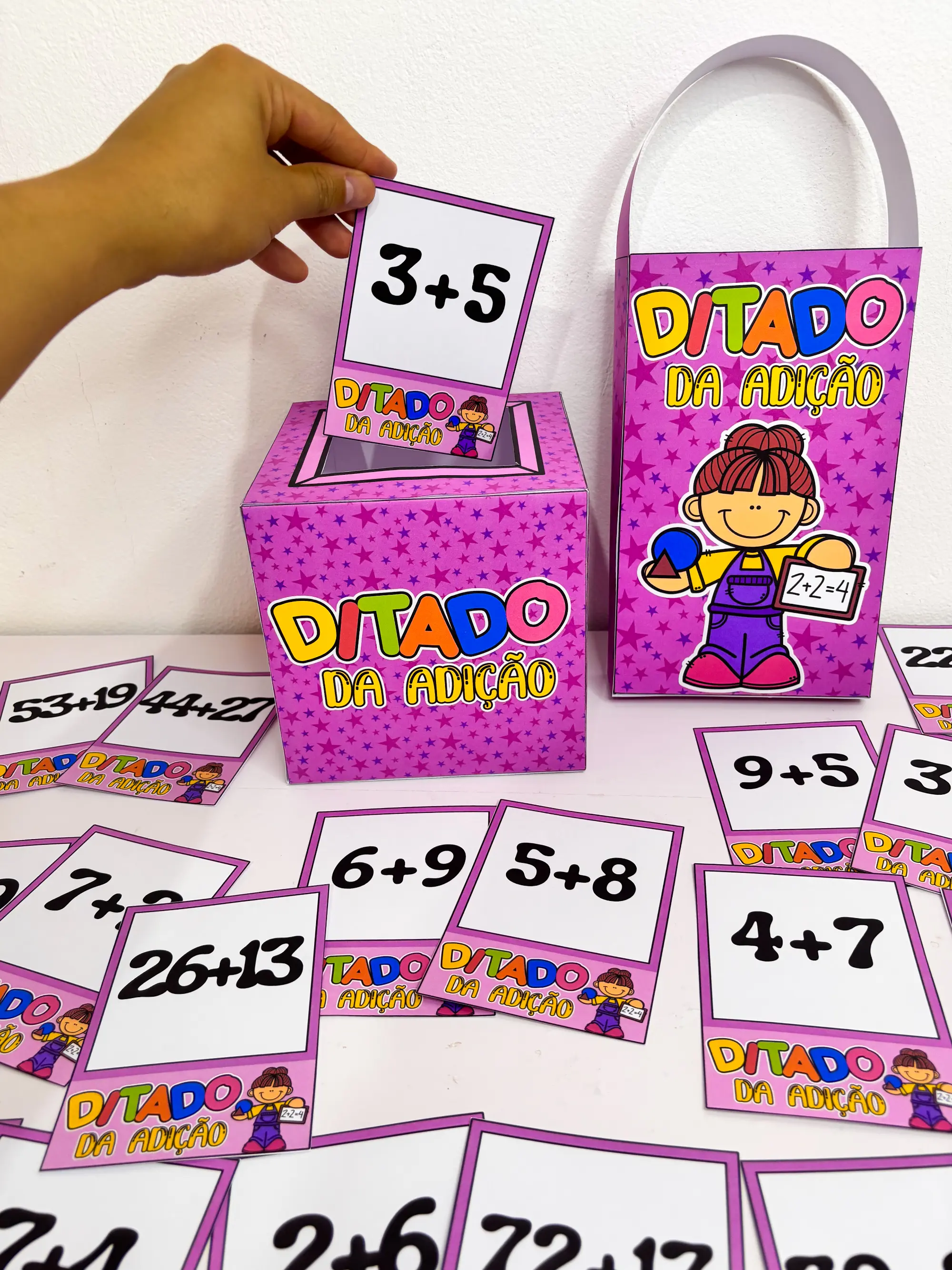 Ditado da Adição – Atividade Lúdica de Matemática com 60 Fichas — amostra 1: Atividade lúdica de adição com 60 fichas em…