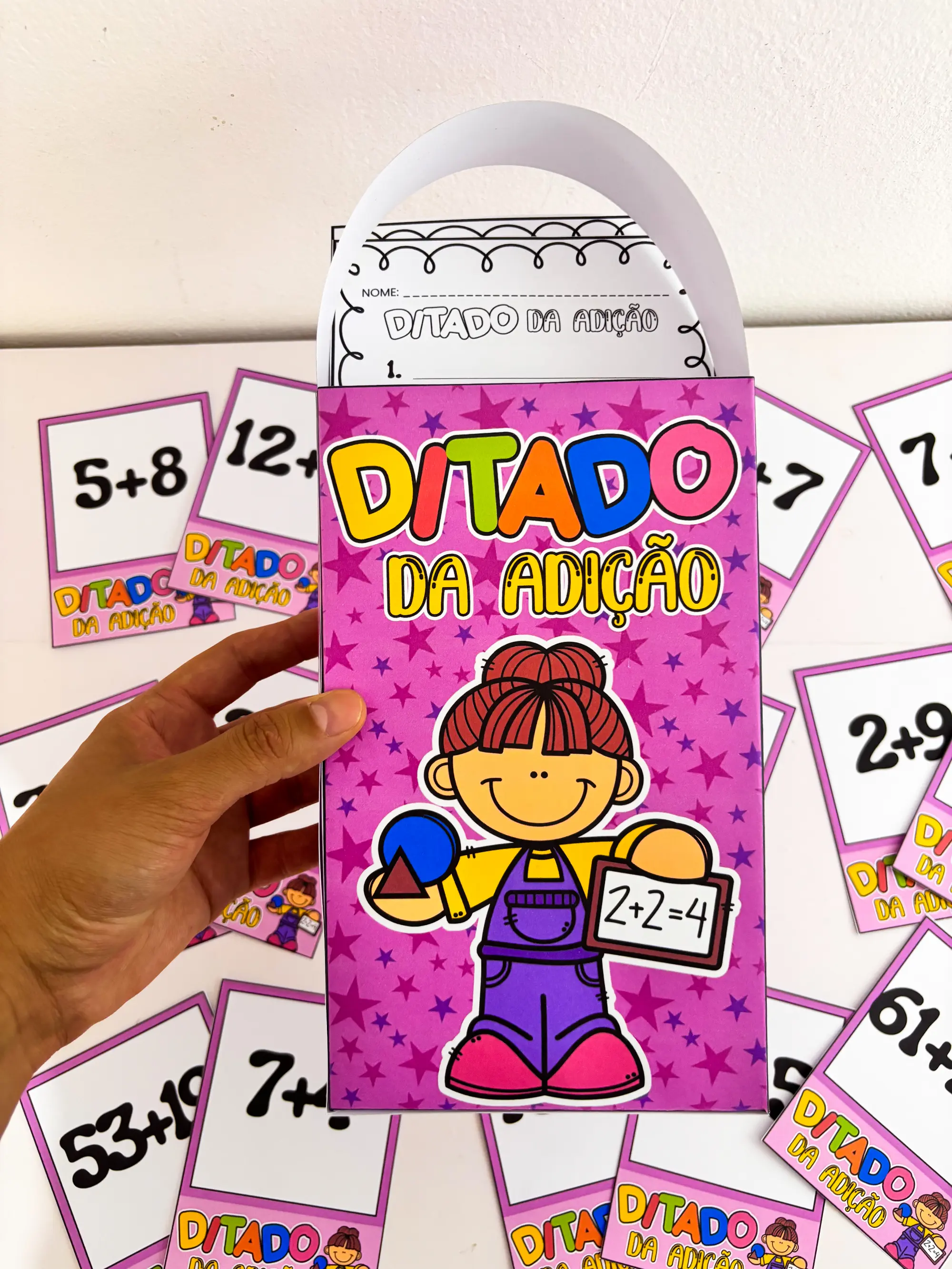 Ditado da Adição – Atividade Lúdica de Matemática com 60 Fichas — amostra 4: Atividade lúdica de adição com 60 fichas em…