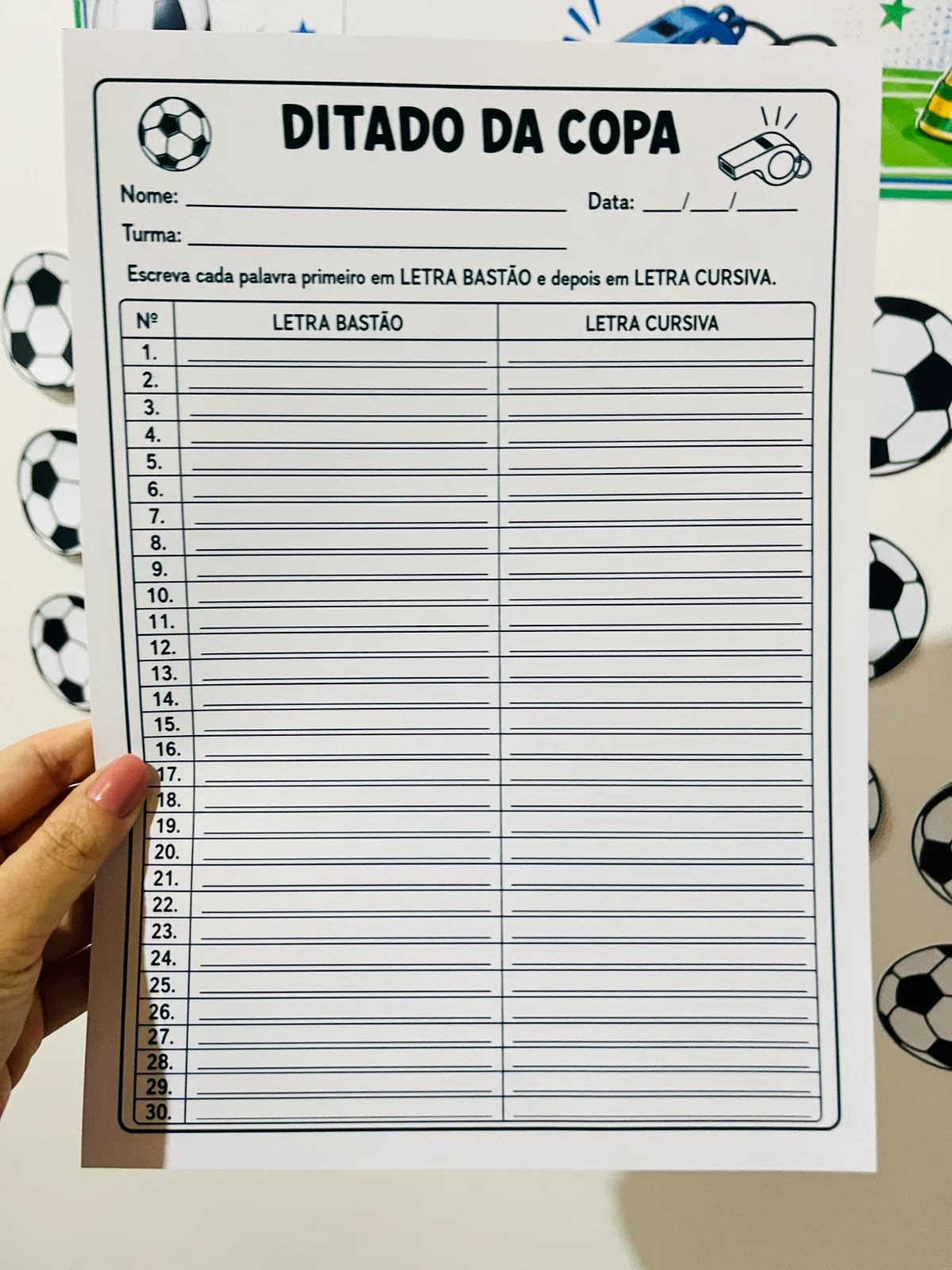 Ditado da Copa - Atividade de Escrita em Letra Bastão e Cursiva ⚽🏆 — amostra 7: Transforme o momento do ditado em uma…