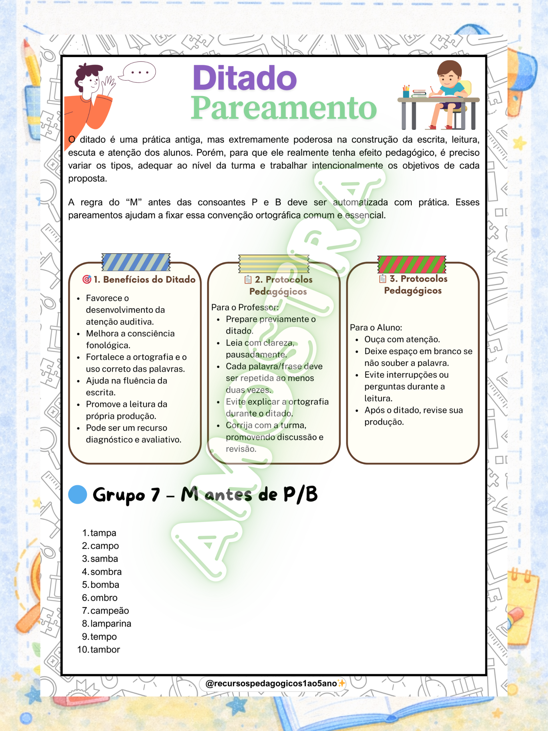 Ditado de pareamento ortográfico – Atividades para alfabetização – Atividade Pedagógica — amostra 5: Ditado de pareamento… Ditado de pareamento ortográfico – Atividades para alfabetização – Atividade Pedagógica — amostra 5: Ditado de pareamento…