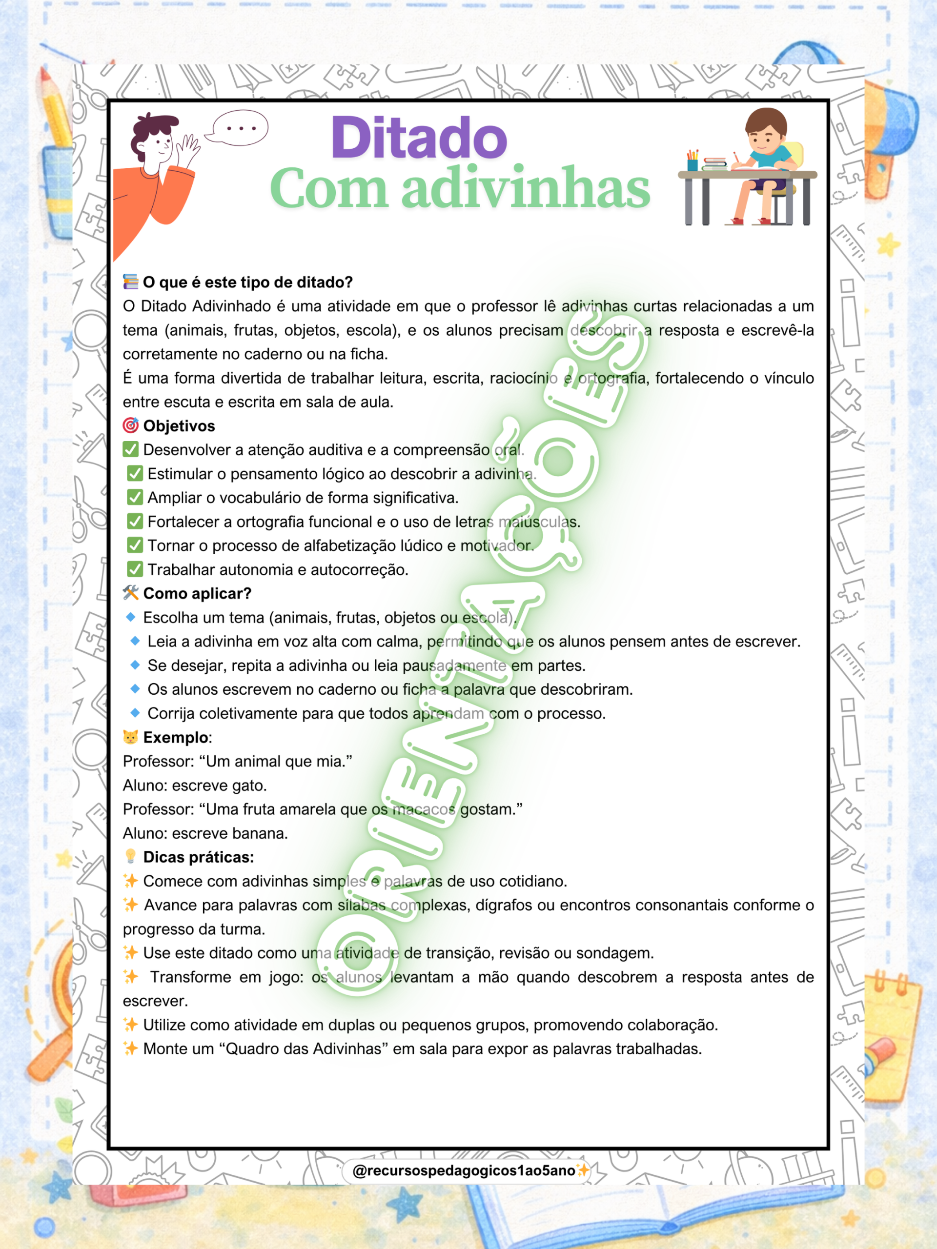 Ditado divertido com adivinhas – PDF para Imprimir | Anos Iniciais e Alfabetização — amostra 4: Ditado divertido com…