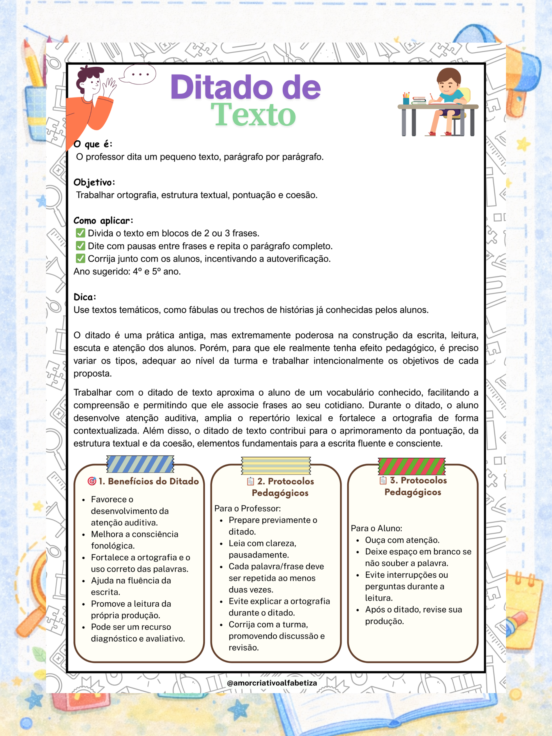 Ditado escolar de texto – Temas do cotidiano 4º e 5º ano – PDF para Imprimir — amostra 1: Sobre o Ditado escolar de texto –…