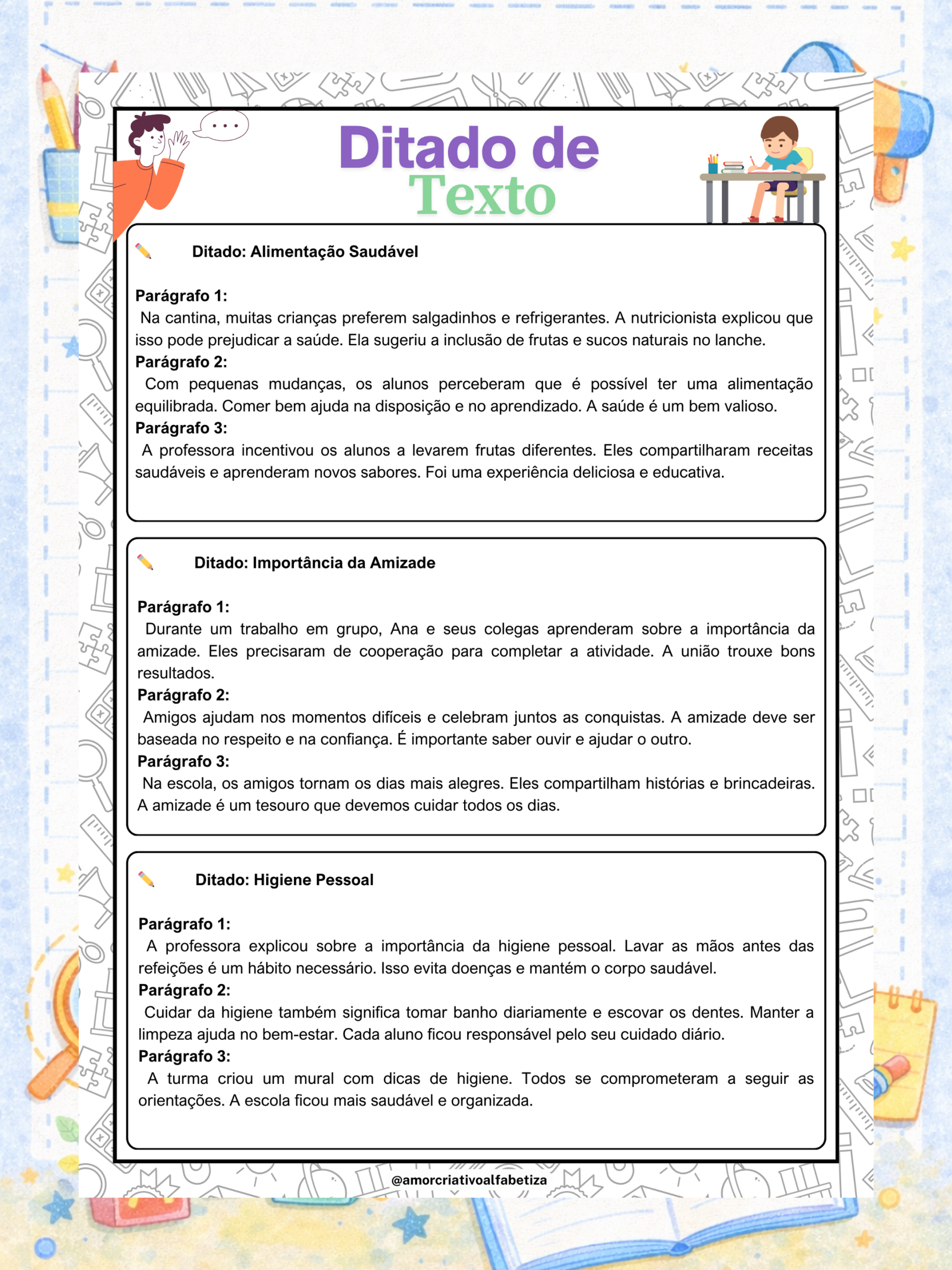 Ditado escolar de texto – Temas do cotidiano 4º e 5º ano – PDF para Imprimir — amostra 2: Para quem é indicado