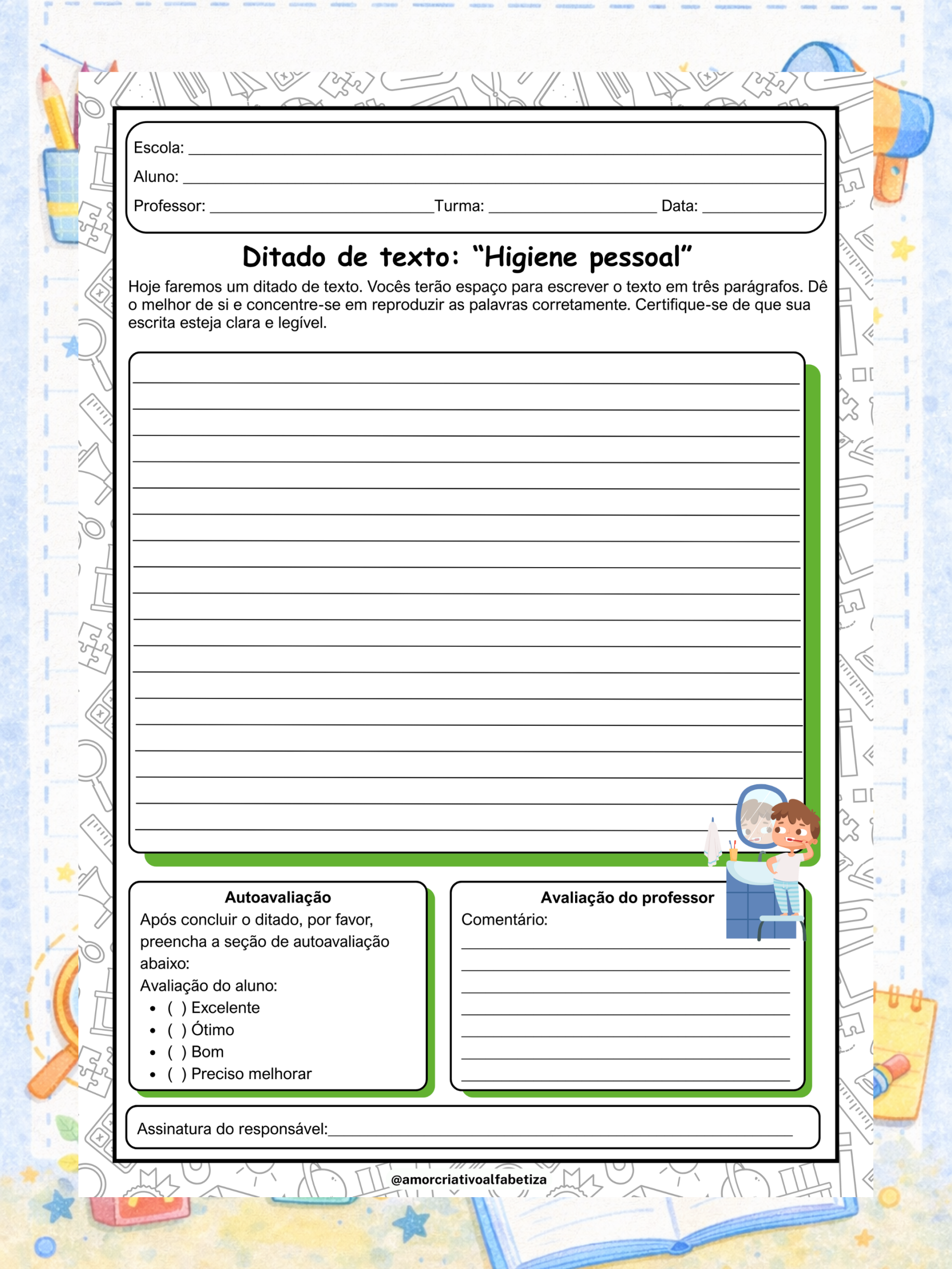 Ditado escolar de texto – Temas do cotidiano 4º e 5º ano – PDF para Imprimir — amostra 4: Ditado de texto – Temas do…