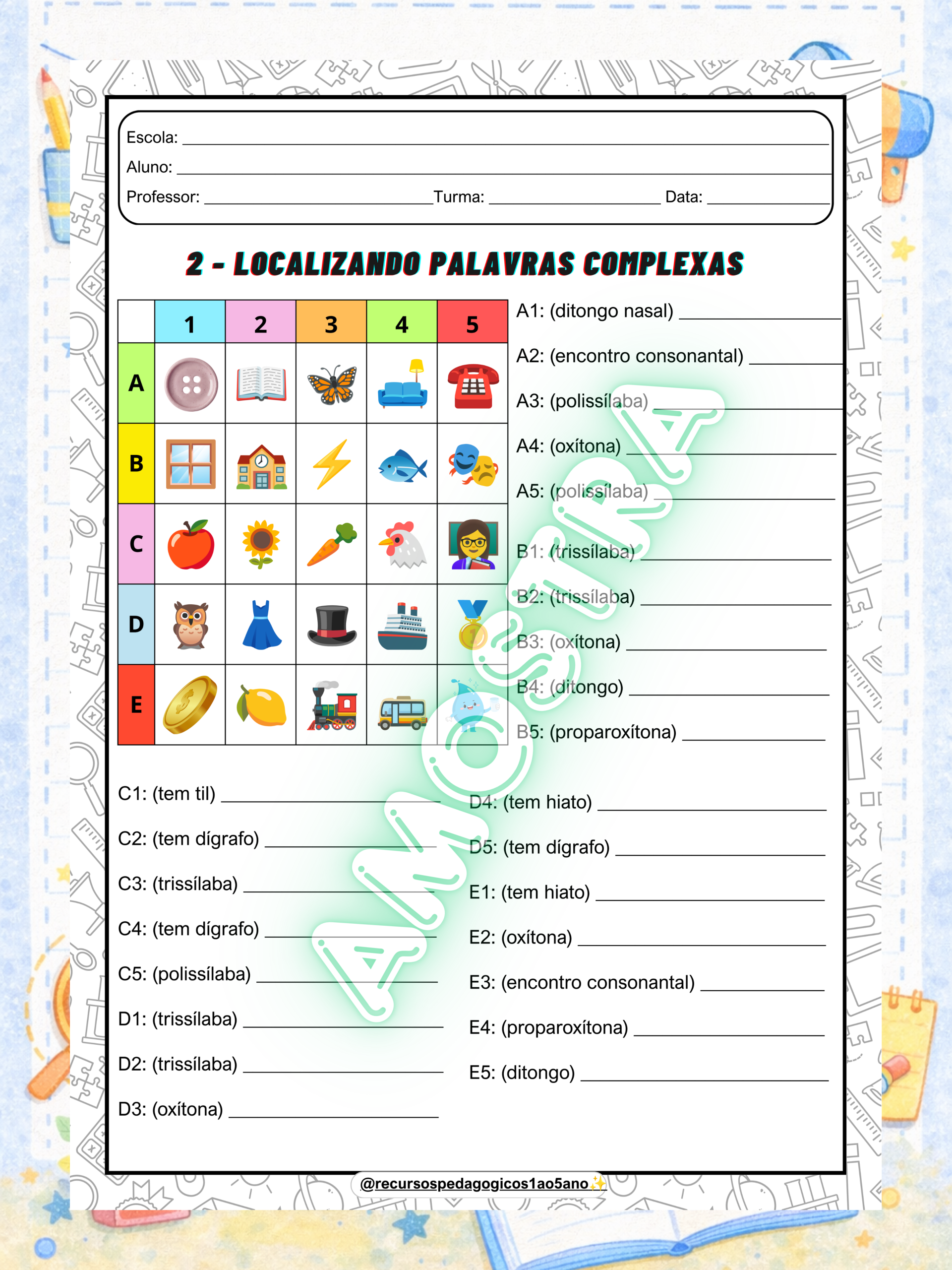Ditado escolar – Localizando palavras + Brinde – PDF para Imprimir | Alfabetização — amostra 1: 📝🔍 Ditado escolar –…