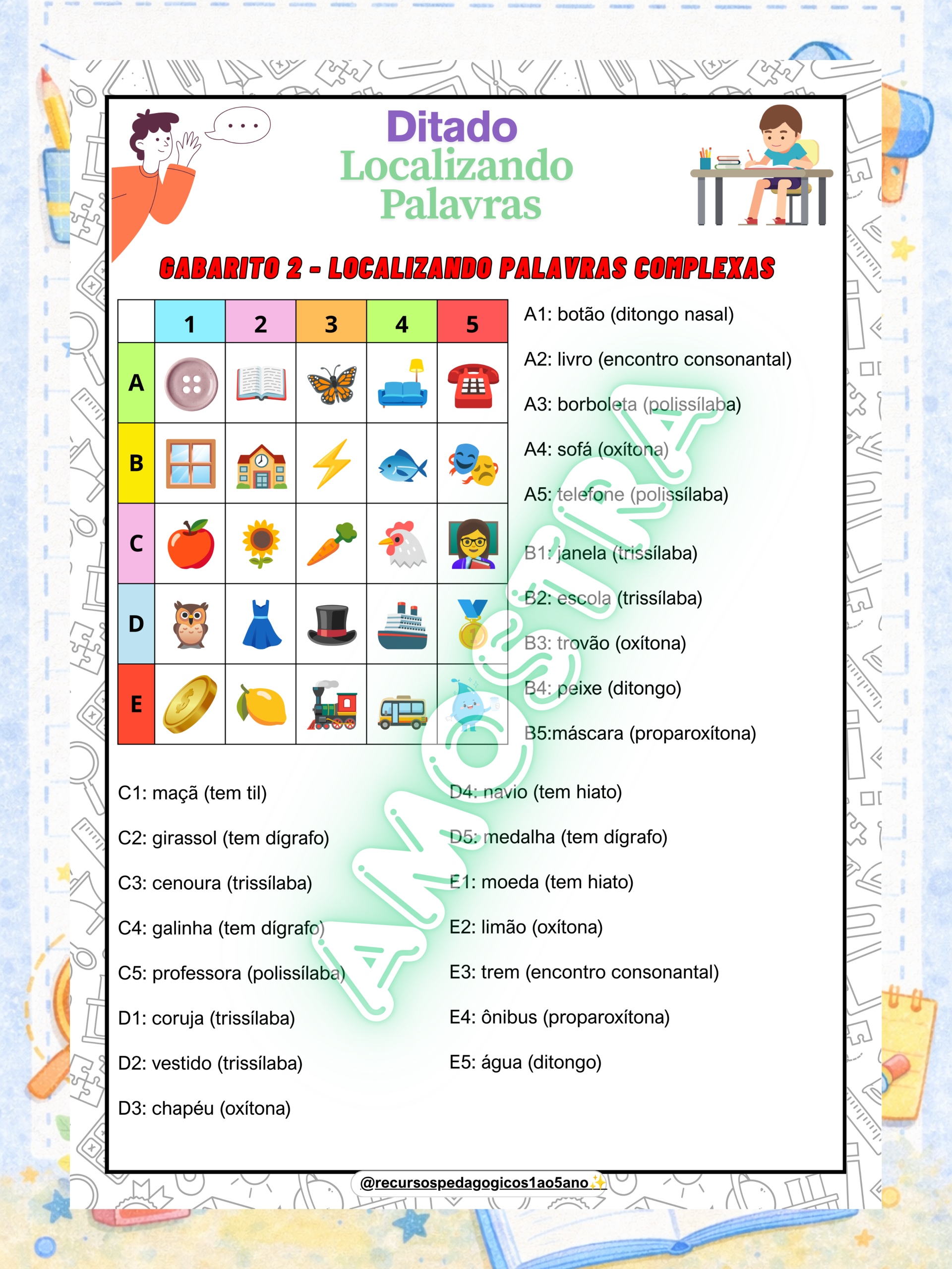 Ditado escolar – Localizando palavras + Brinde – PDF para Imprimir | Alfabetização — amostra 2: Ditado escolar –…