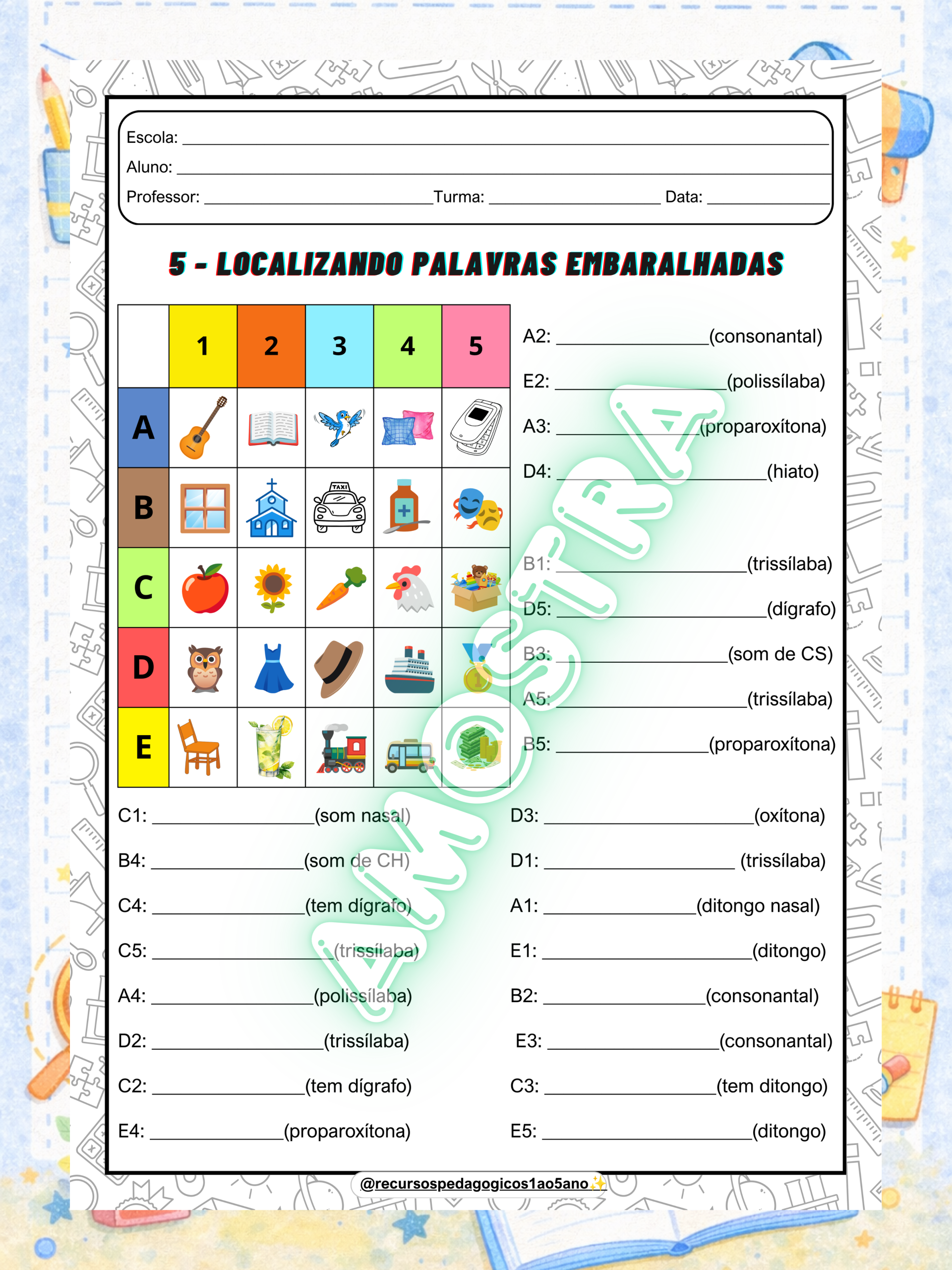 Ditado escolar – Localizando palavras + Brinde – PDF para Imprimir | Alfabetização — amostra 3: Ditado escolar –…