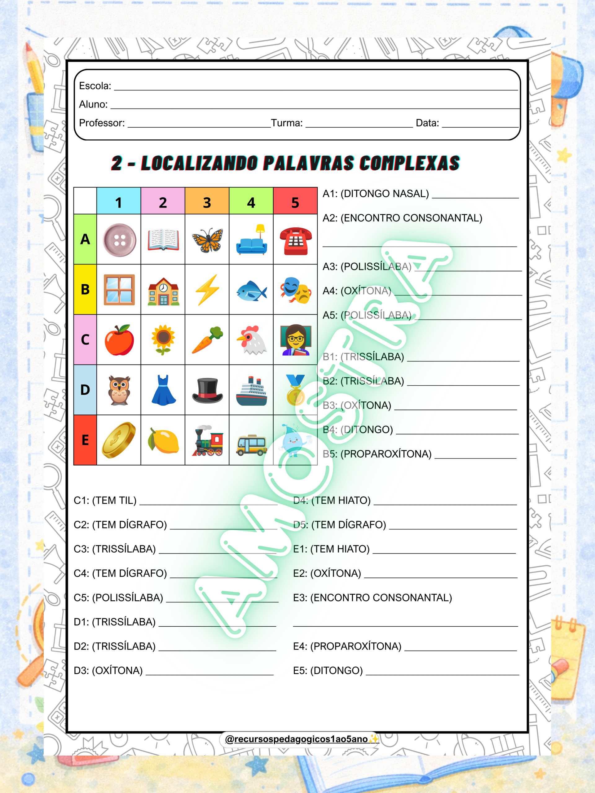 Ditado escolar – Localizando palavras + Brinde – PDF para Imprimir | Alfabetização — amostra 4: Ditado escolar –…