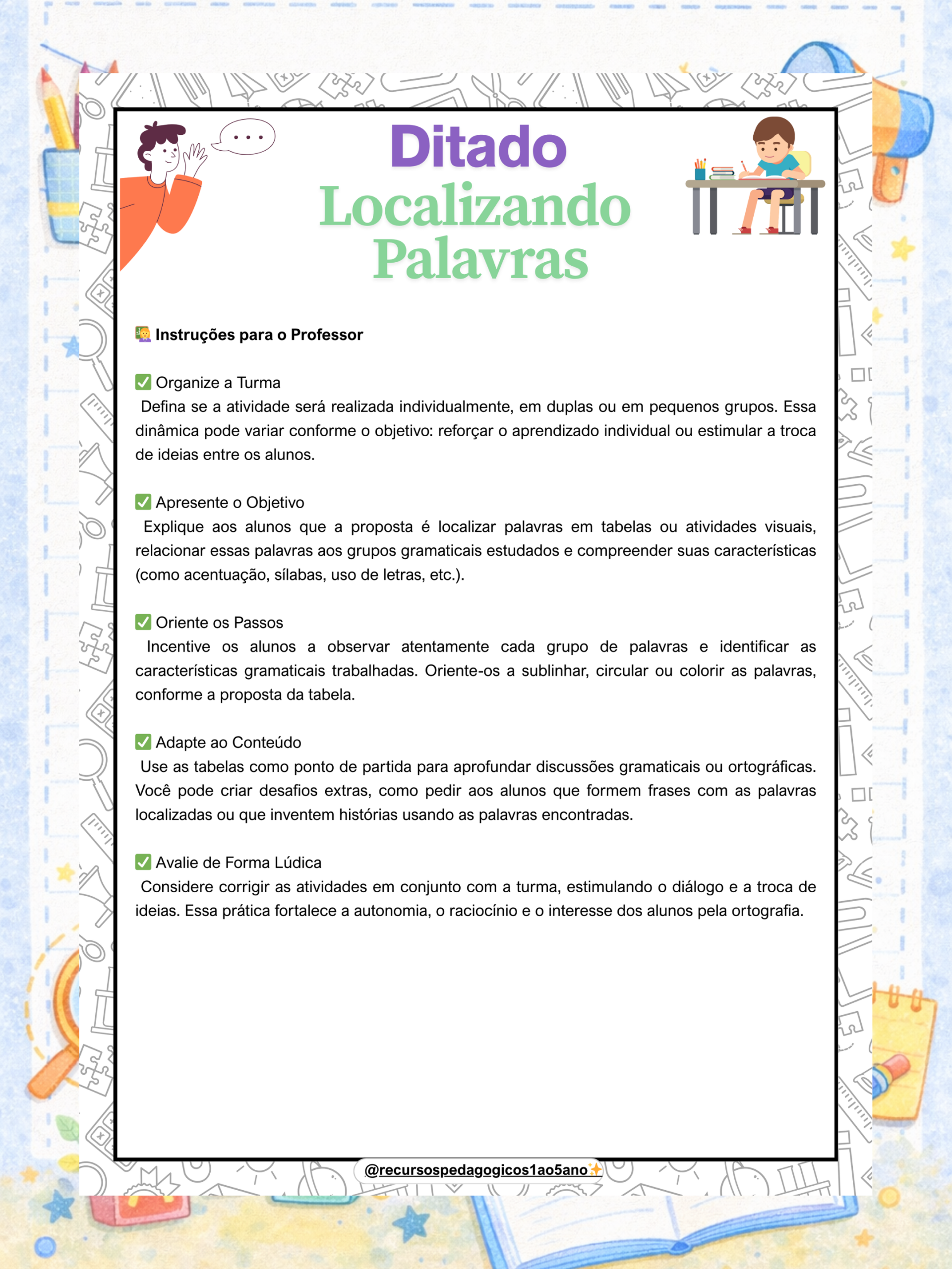 Ditado escolar – Localizando palavras + Brinde – PDF para Imprimir | Alfabetização — amostra 7: Ditado escolar –…