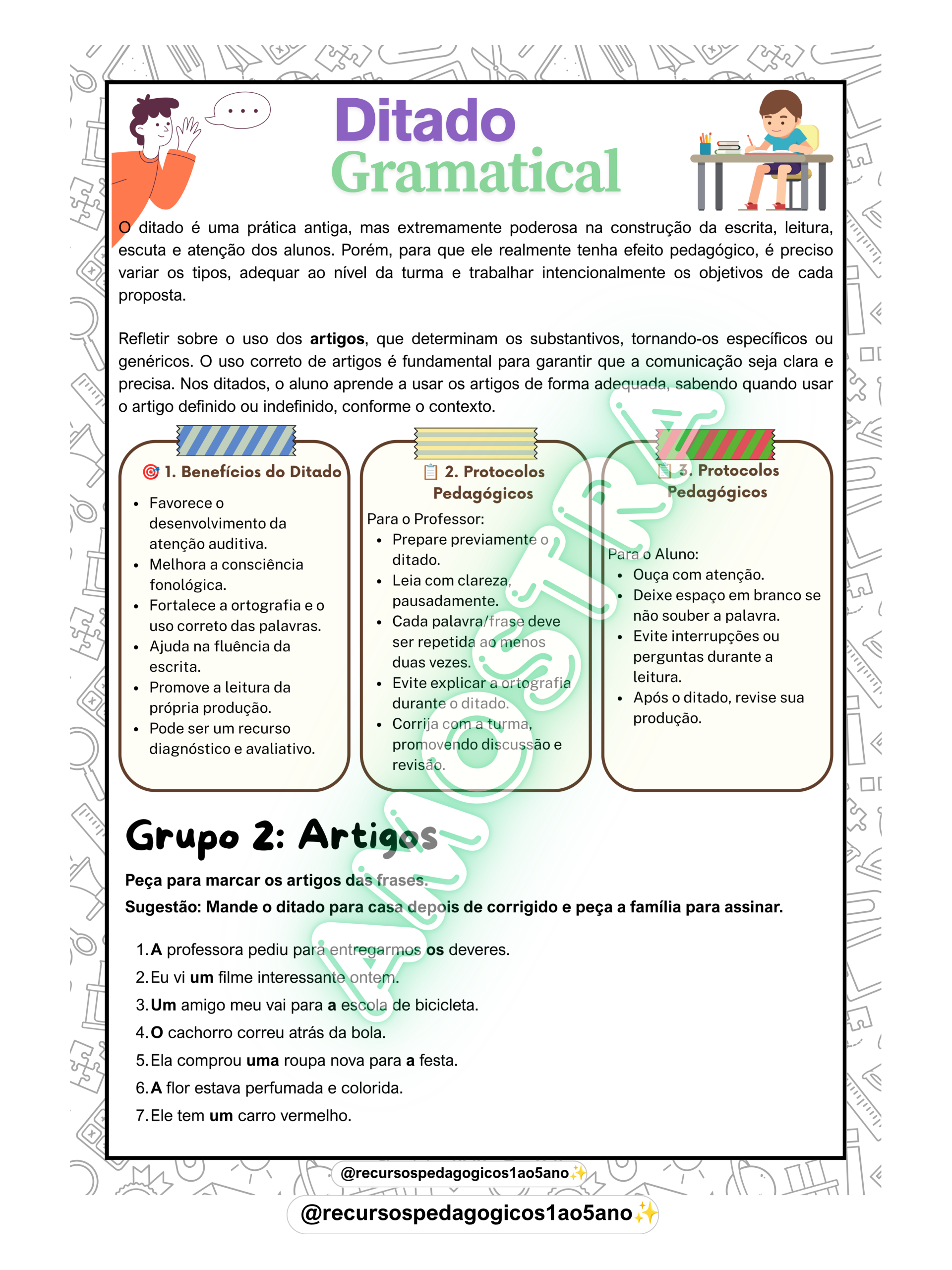 Ditado Gramatical – Classes Gramaticais + BRINDE – PDF para Imprimir | 5º ano — amostra 3: Para quem é indicado