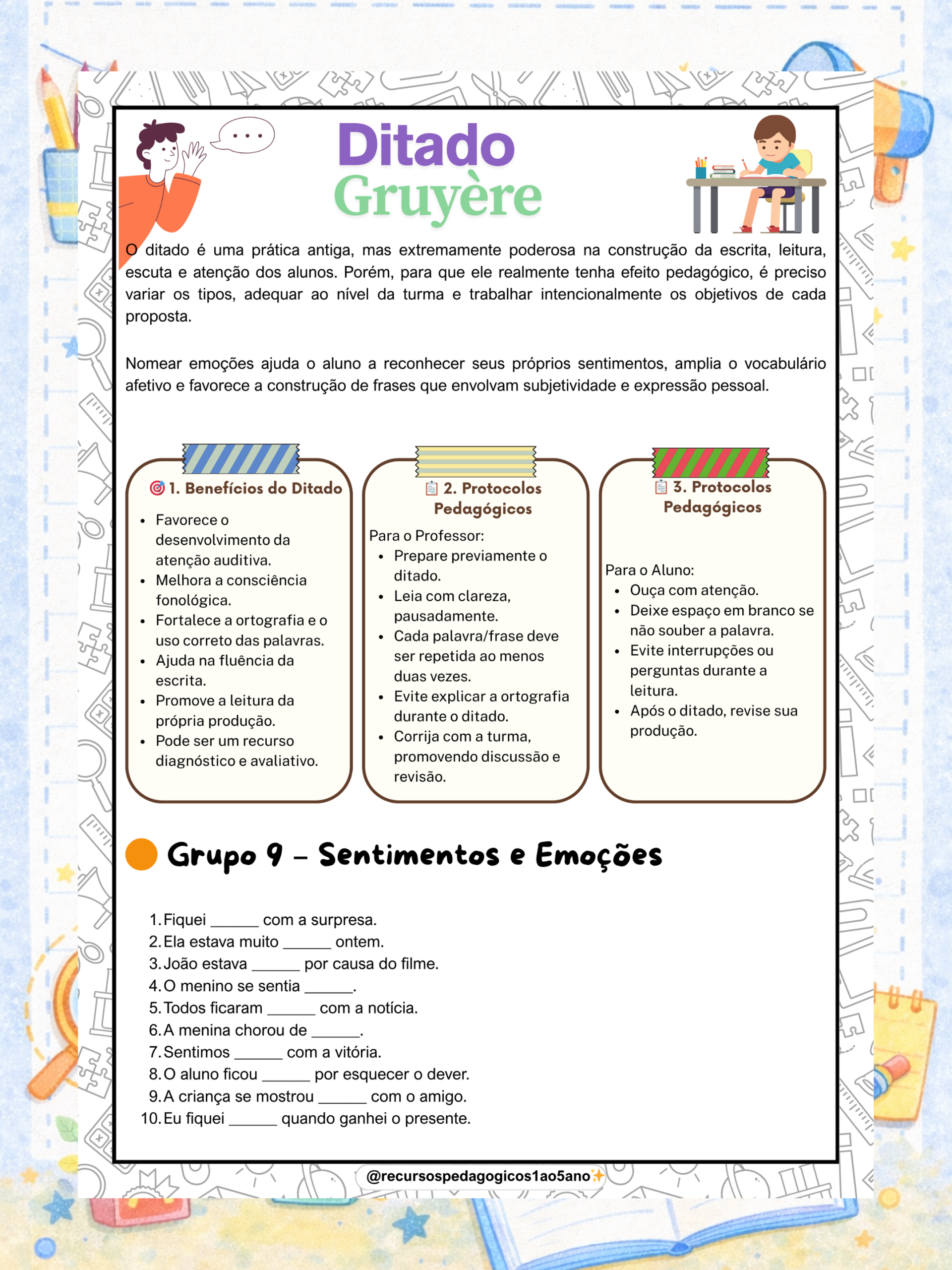 Ditado Lacunado para 2º, 3º, 4º e 5º ano – PDF para Imprimir | Alfabetização — amostra 7: Ditado Gruyère – Ditado lacunado…