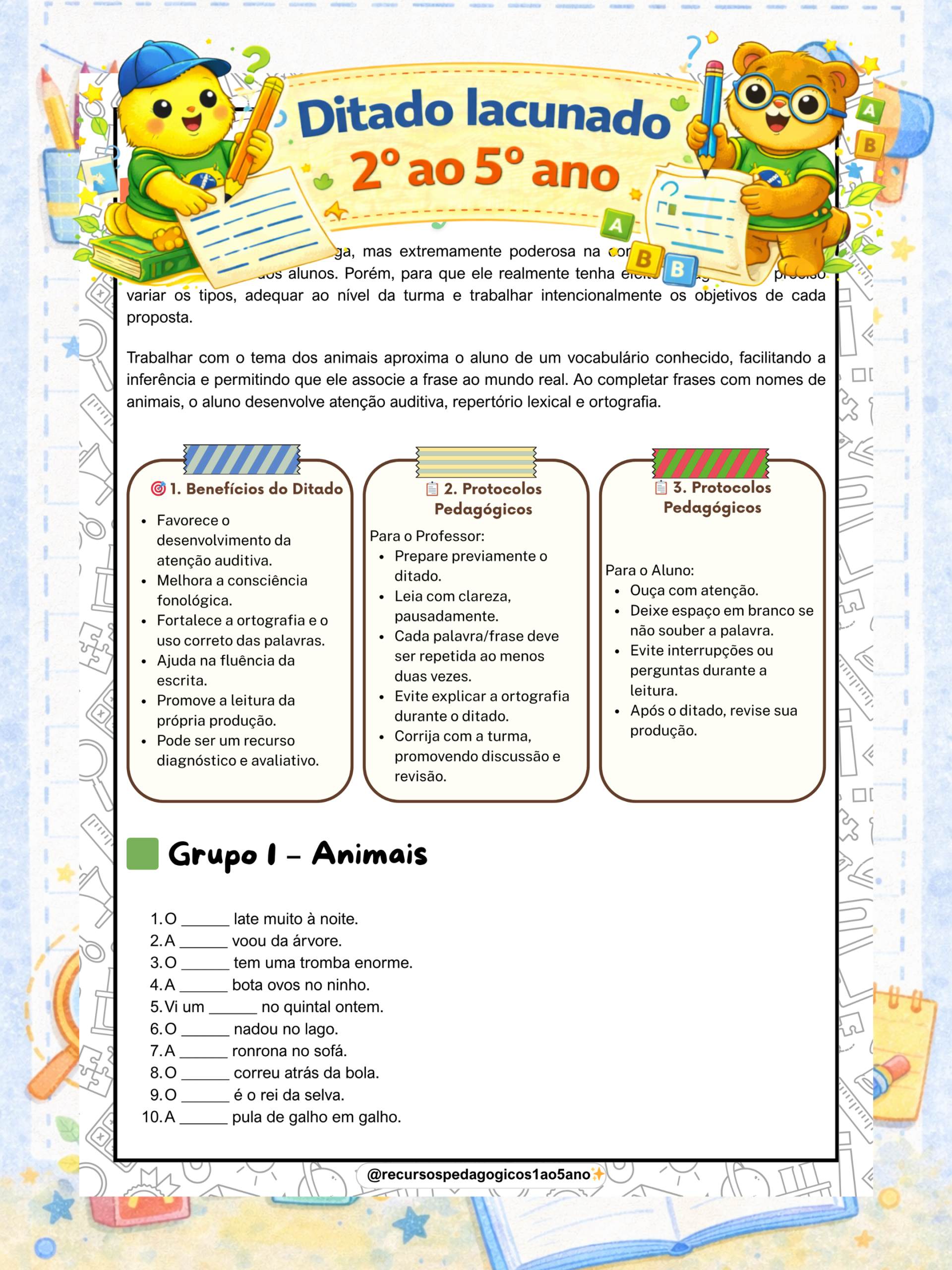 Ditado Lacunado para 2º, 3º, 4º e 5º ano – PDF para Imprimir | Alfabetização — Alfabetização para 5º ano: Ditado Gruyère –…