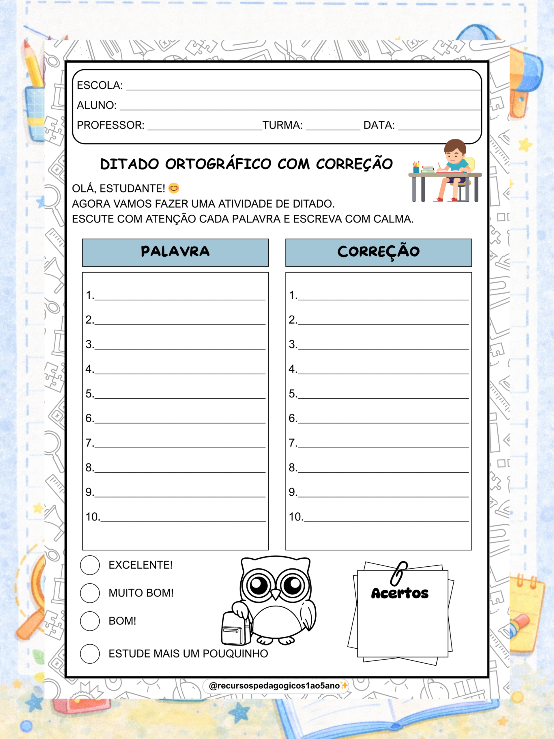 Ditado Ortográfico para 1º, 2º e 3º ano + Brinde | Alfabetização — amostra 4: Ditado Ortográfico para 1º ao 3º ano + Brinde…