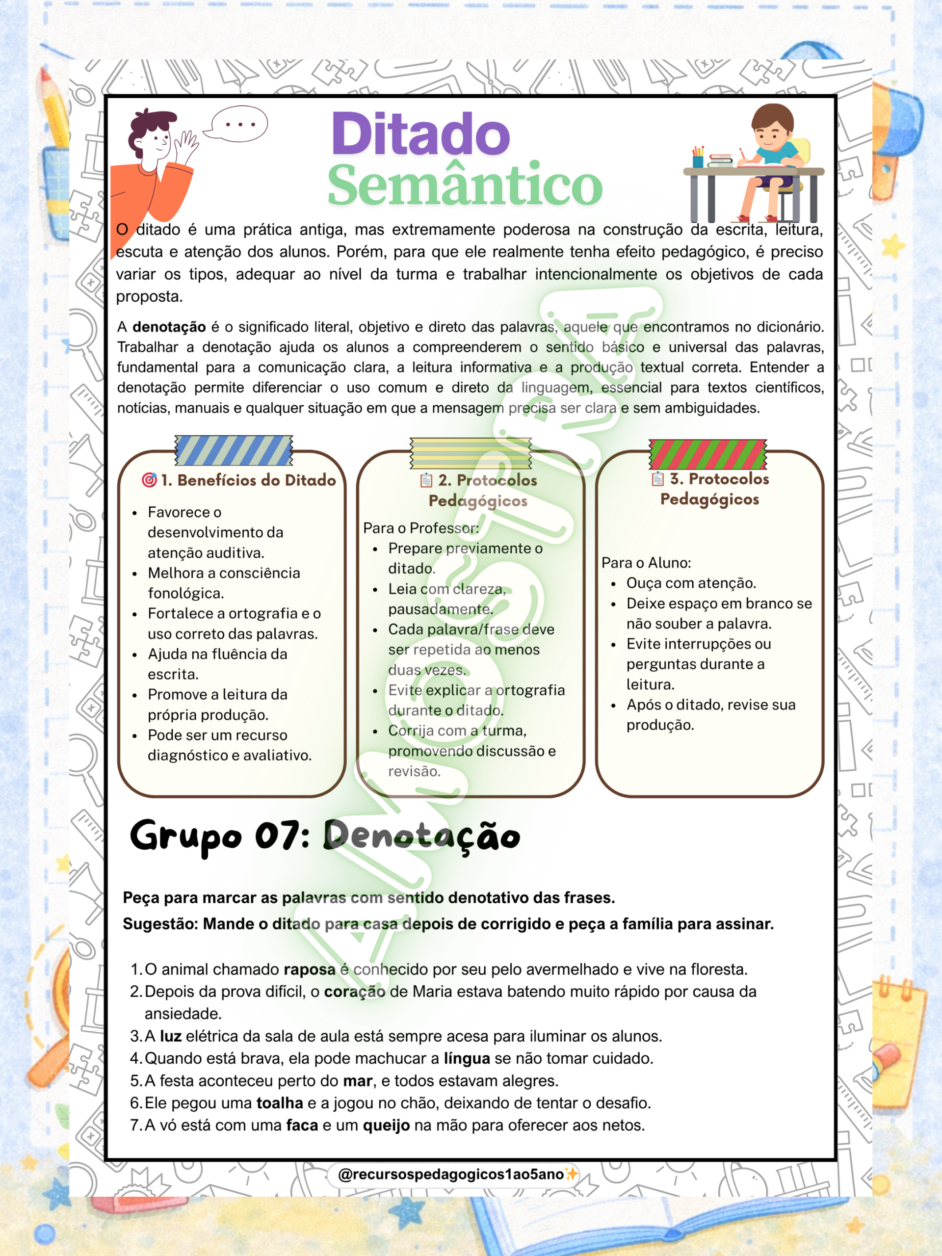 Ditado semântico – Grupos semânticos + Fichas de produção e gêneros textuais — amostra 1: O que vem no material Ditado semântico – Grupos semânticos + Fichas de produção e gêneros textuais — amostra 1: O que vem no material