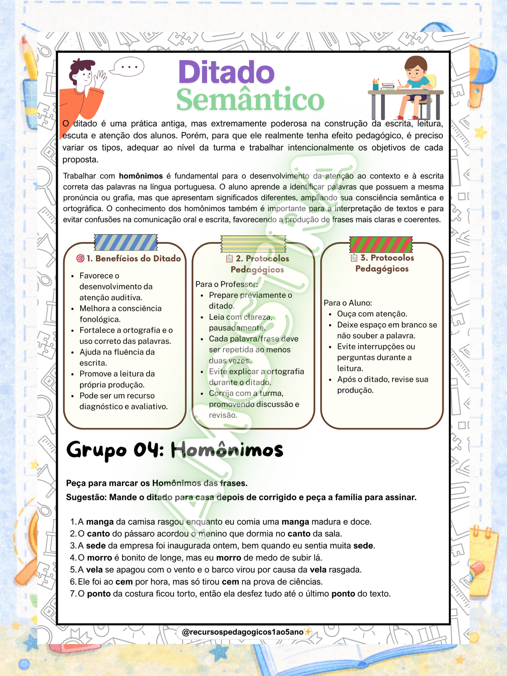 Ditado semântico – Grupos semânticos + Fichas de produção e gêneros textuais — amostra 4: Formato e entrega Ditado semântico – Grupos semânticos + Fichas de produção e gêneros textuais — amostra 4: Formato e entrega