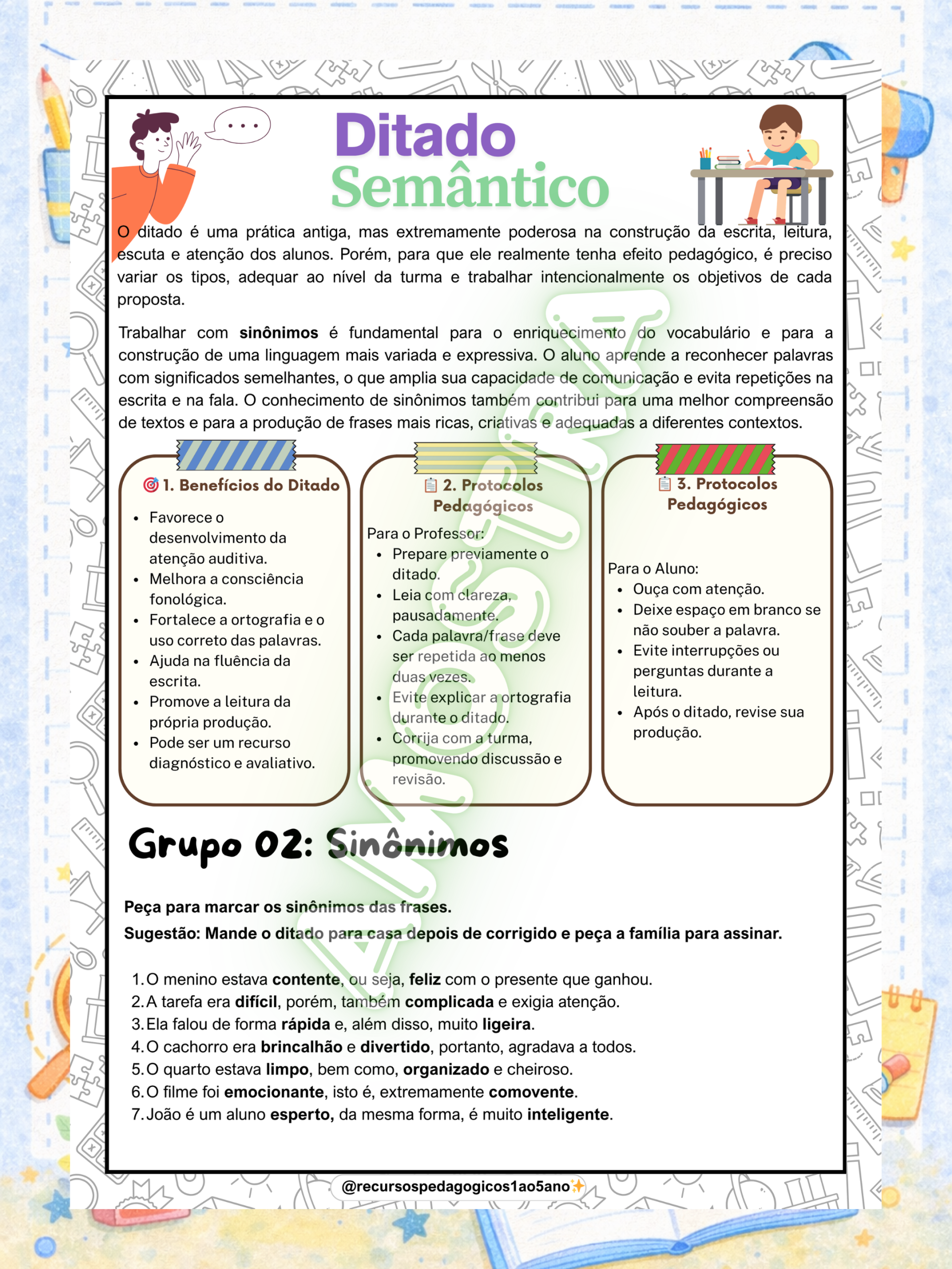 Ditado semântico – Grupos semânticos + Fichas de produção e gêneros textuais — amostra 5: Ditado semântico – Grupos… Ditado semântico – Grupos semânticos + Fichas de produção e gêneros textuais — amostra 5: Ditado semântico – Grupos…