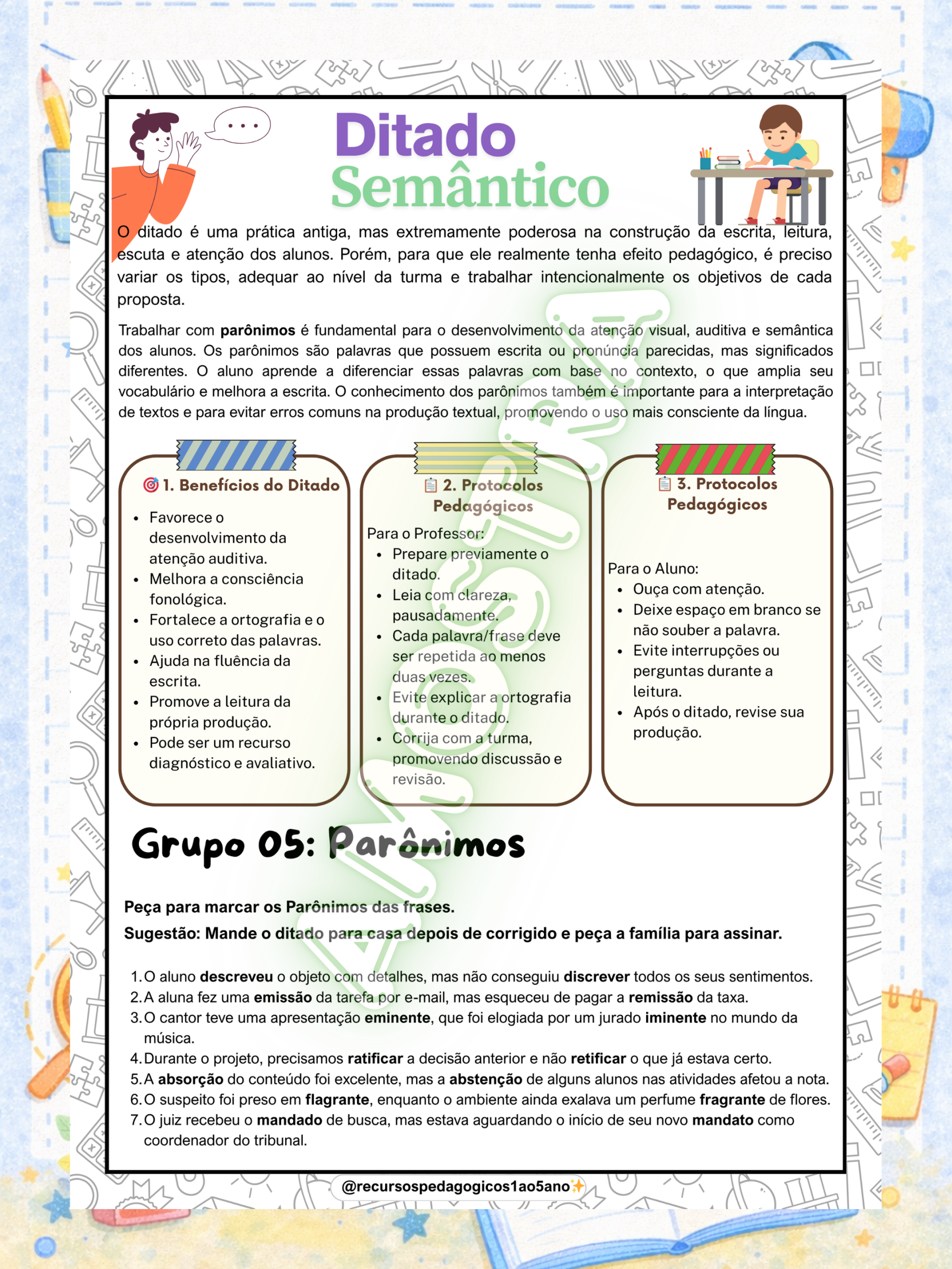 Ditado semântico – Grupos semânticos + Fichas de produção e gêneros textuais — amostra 6: Ditado semântico – Grupos… Ditado semântico – Grupos semânticos + Fichas de produção e gêneros textuais — amostra 6: Ditado semântico – Grupos…