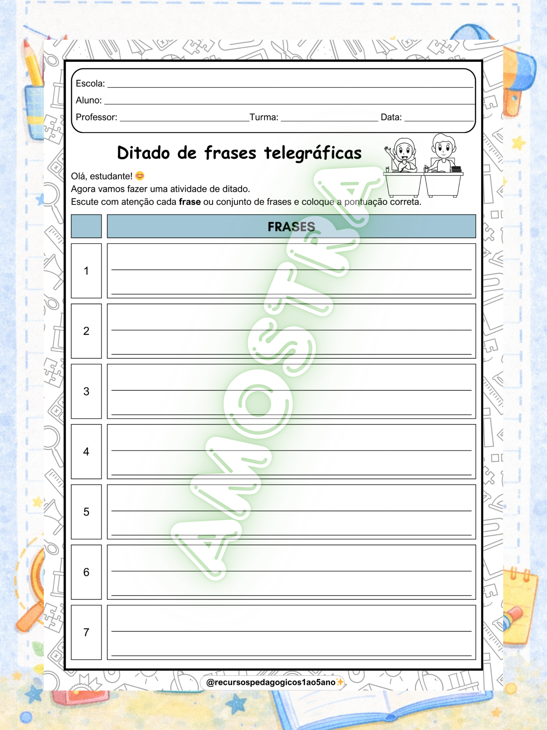 Ditado telegráfico para 3º, 4º e 5º ano – PDF para Imprimir — amostra 1: Sobre o Ditado telegráfico para 3º, 4º e 5º ano