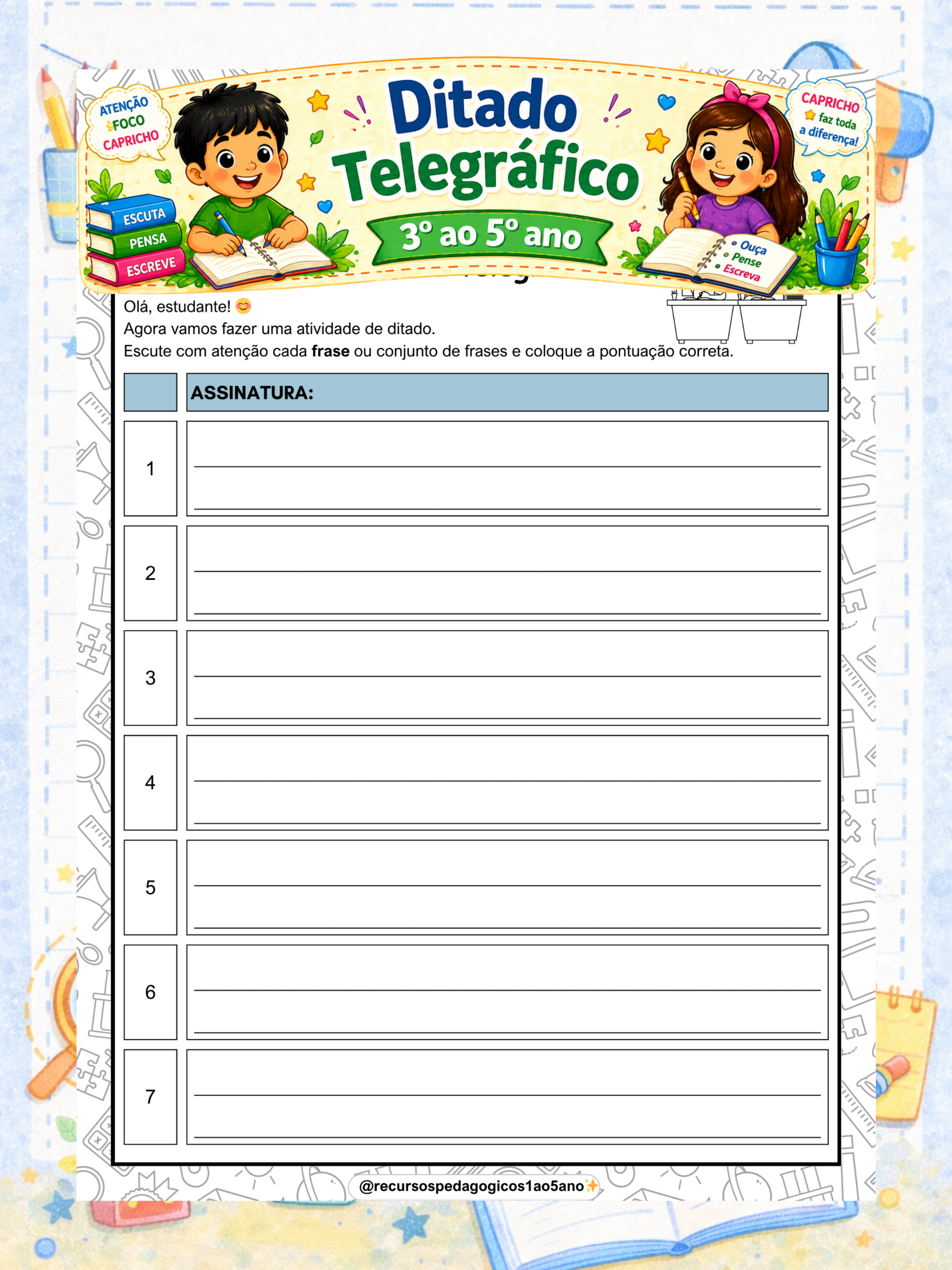 Ditado telegráfico para 3º, 4º e 5º ano – PDF para Imprimir — Alfabetização para 5º ano: Ditado telegráfico para 3º, 4º e…