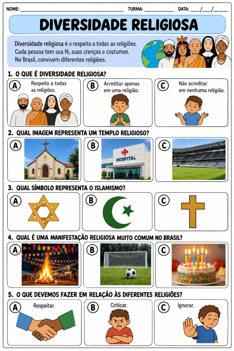 DIVERSIDADE RELIGIOSA — Atividades para Fundamental II (6º–9º): MAPAS MENTAIS - ATIVIDADES ASSOCIANDO ALFABETIZAÇÃO COM O…