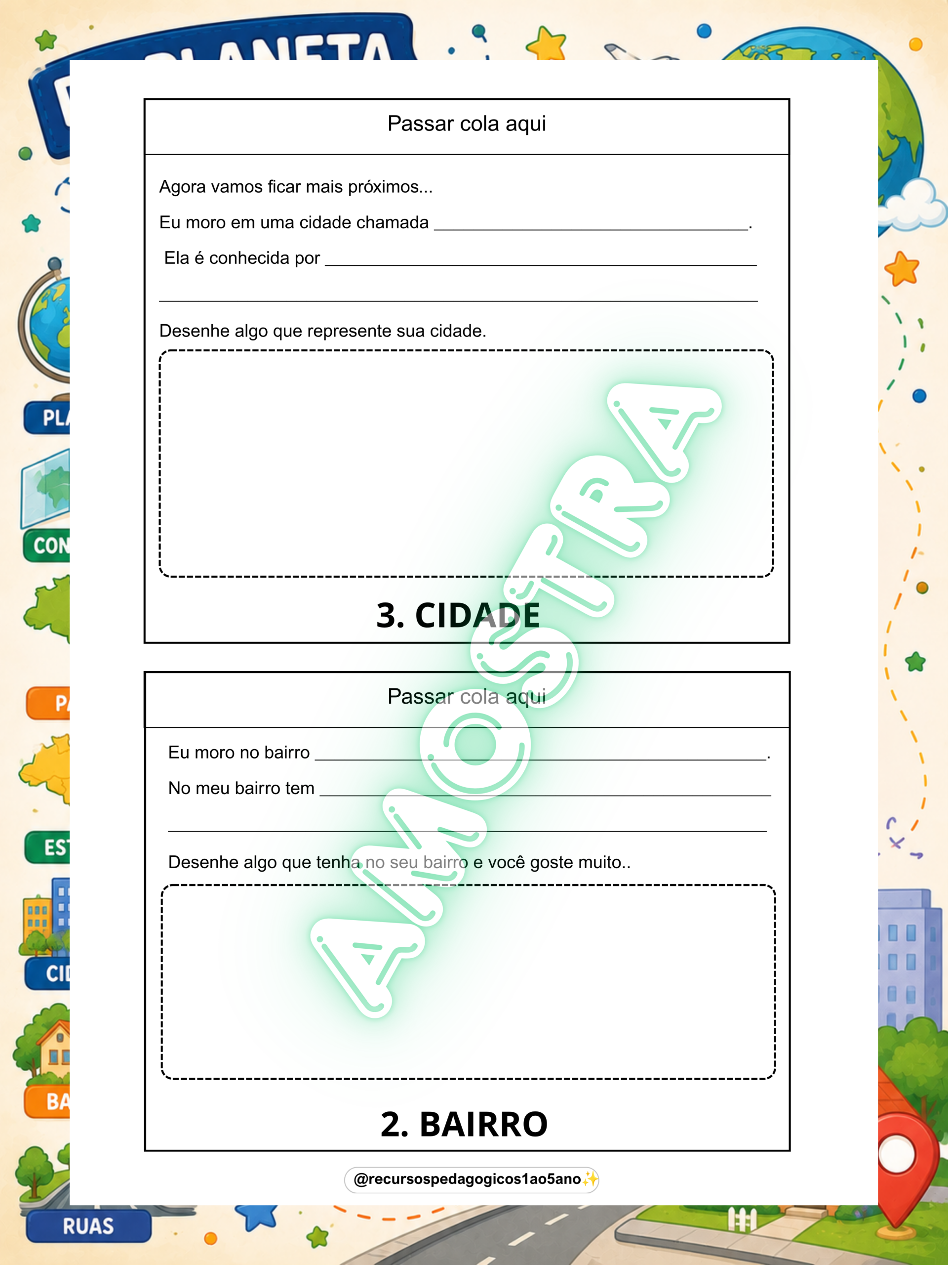 Do Planeta aos Continentes, Países, Estados, Cidades, Bairros e Ruas + DIA DA TERRA | 5º ano — amostra 5: Do Planeta aos…