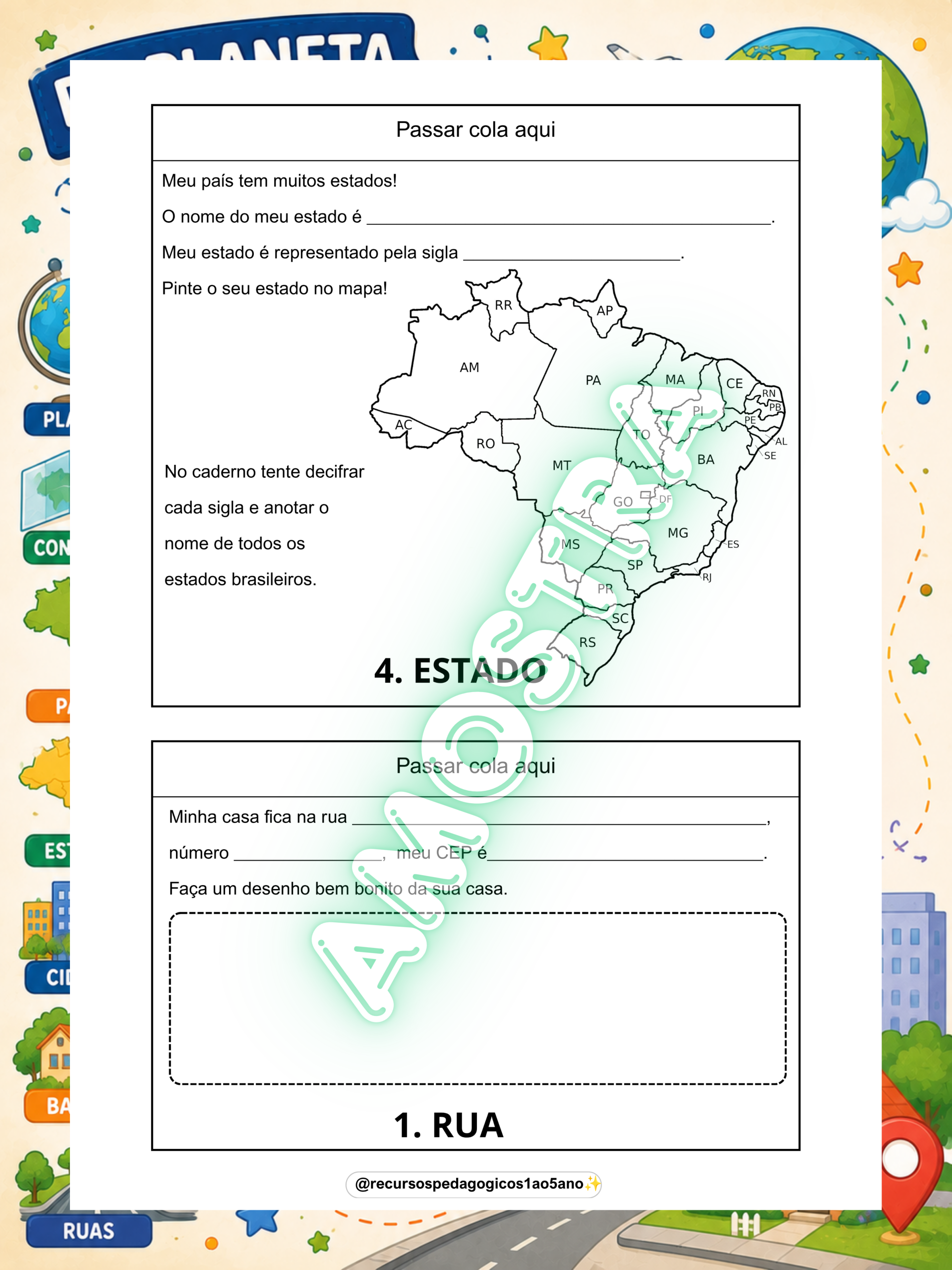 Do Planeta aos Continentes, Países, Estados, Cidades, Bairros e Ruas + DIA DA TERRA | 5º ano — amostra 7: Do Planeta aos…