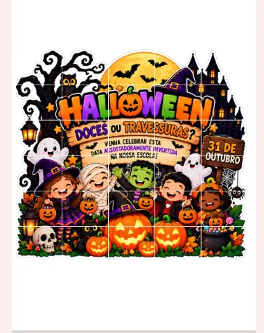 Doces ou Travessuras? - Painel Decoração de Sala Halloween — amostra 2: O Painel Halloween para Imprimir é uma opção…