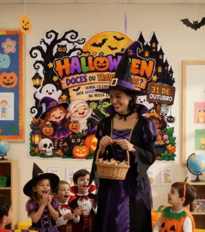 Doces ou Travessuras? - Painel Decoração de Sala Halloween — amostra 4: O Painel Halloween para Imprimir é uma opção…