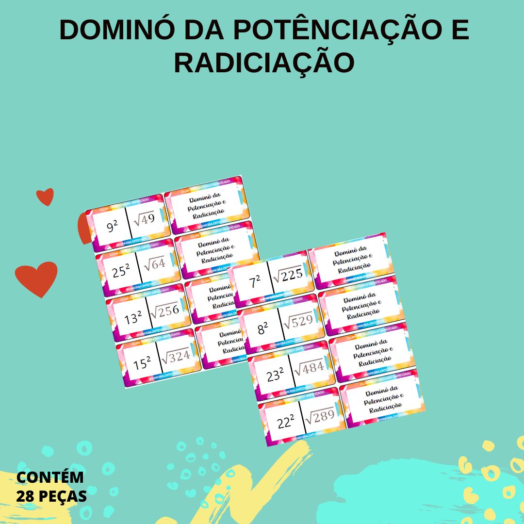 Dominó da potênciação e radiciação – PDF para Imprimir — capa do material