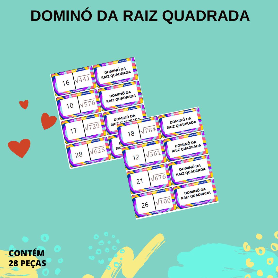 Dominó da raiz quadrada – PDF para Imprimir — capa do material