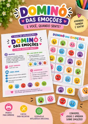 DOMINÓ DAS EMOÇÕES: E VOCÊ, QUANDO SENTE? — capa do material