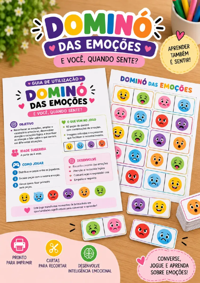 DOMINÓ DAS EMOÇÕES: E VOCÊ, QUANDO SENTE? — Jogos pedagógicos para Educação Infantil: Um jogo educativo e interativo que…