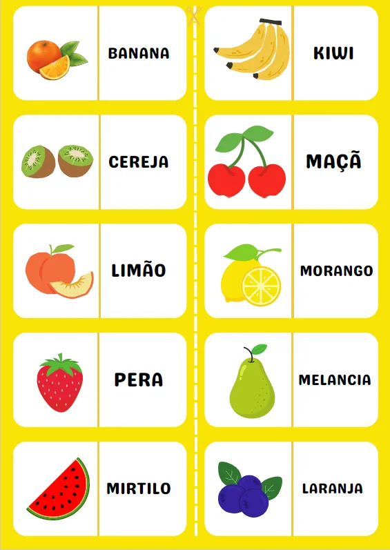 DOMINÓ DAS FRUTAS - ALFABETIZAÇÃO INICIAL E INFANTIL — amostra 5: Uma atividade lúdica, colorida e cheia de possibilidades… DOMINÓ DAS FRUTAS - ALFABETIZAÇÃO INICIAL E INFANTIL — amostra 5: Uma atividade lúdica, colorida e cheia de possibilidades…