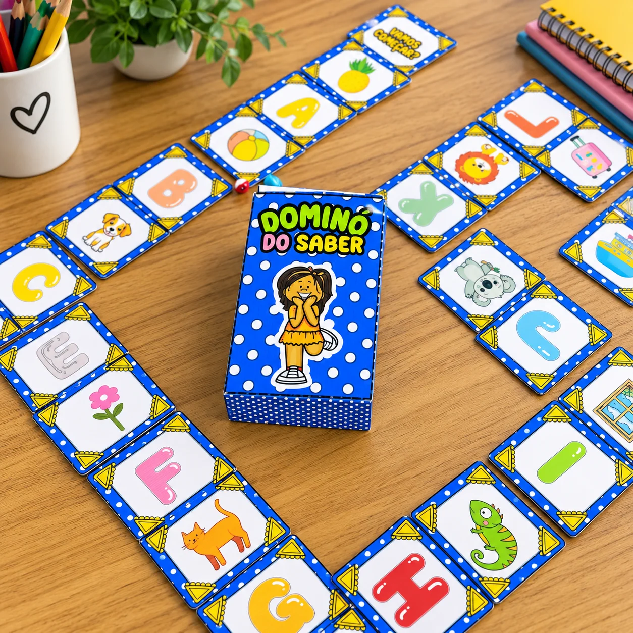 Dominó das Letras e Figuras para Alfabetização — amostra 2: Jogo educativo de alfabetização que associa letras e figuras,…