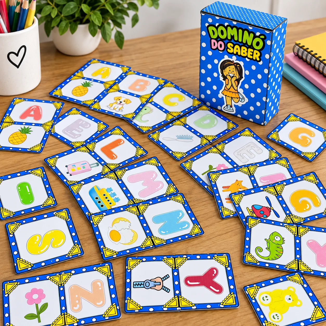 Dominó das Letras e Figuras para Alfabetização — amostra 3: Jogo educativo de alfabetização que associa letras e figuras,…