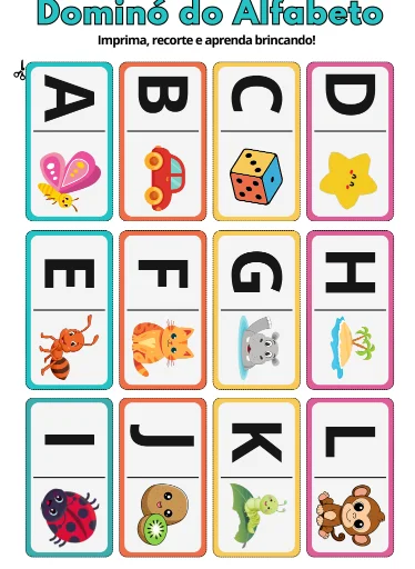 DOMINÓ DAS LETRAS- Jogo de Alfabetização para Educação Infantil — amostra 2: Jogo educativo para reconhecer letras,…