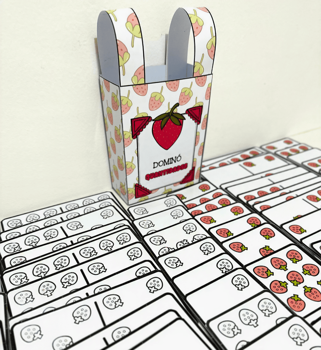Dominó das Quantidades de Morango: Jogo para Imprimir — capa do material