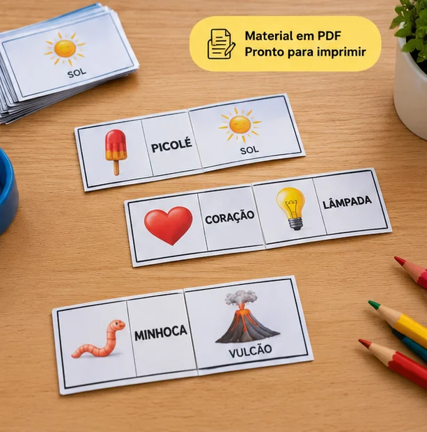 Dominó de Consciência Fonológica: Figura e Palavra PDF — amostra 2: Durante o jogo, a criança observa as figuras,…