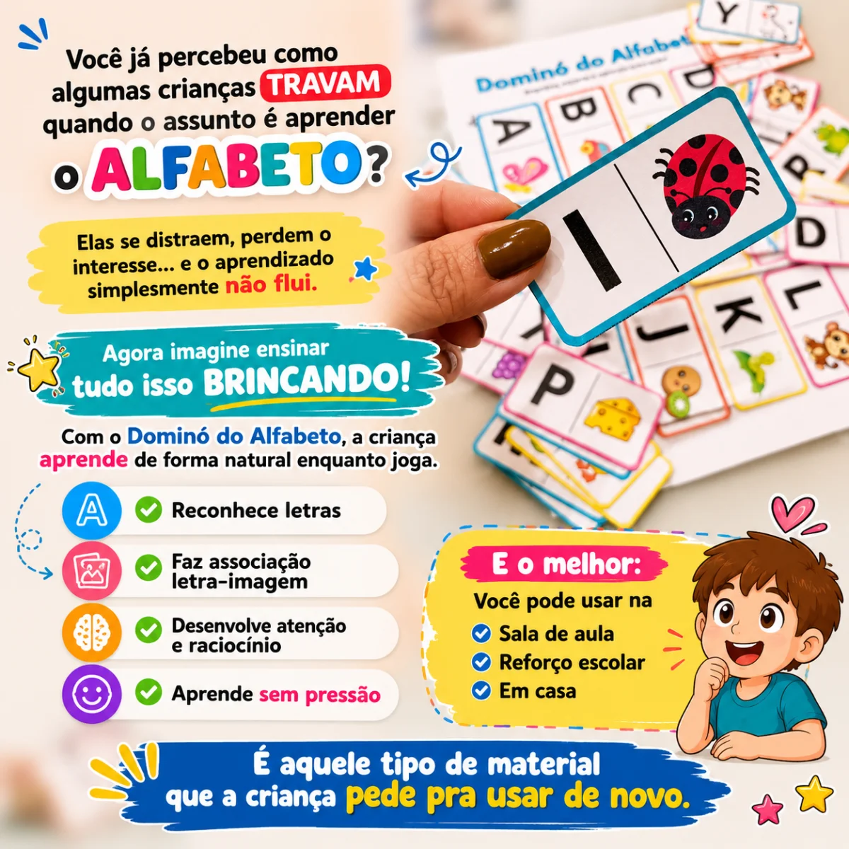 DOMINÓ DO ALFABETO ALFABETIZAÇÃO ATIVIDADE LÚDICA — capa do material