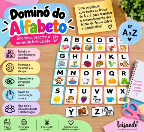 🔤 DOMINÓ DO ALFABETO — APRENDER BRINCANDO! — amostra 1: 🎲 DOMINÓ DO ALFABETO 🔤 DOMINÓ DO ALFABETO — APRENDER BRINCANDO! — amostra 1: 🎲 DOMINÓ DO ALFABETO